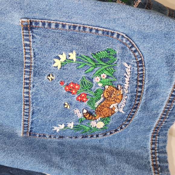 BLAIR WOMENS DENIM BUTTON DOWN SHIRT SIZE XL CAT EMBROIDERED - Picture 4 of 11